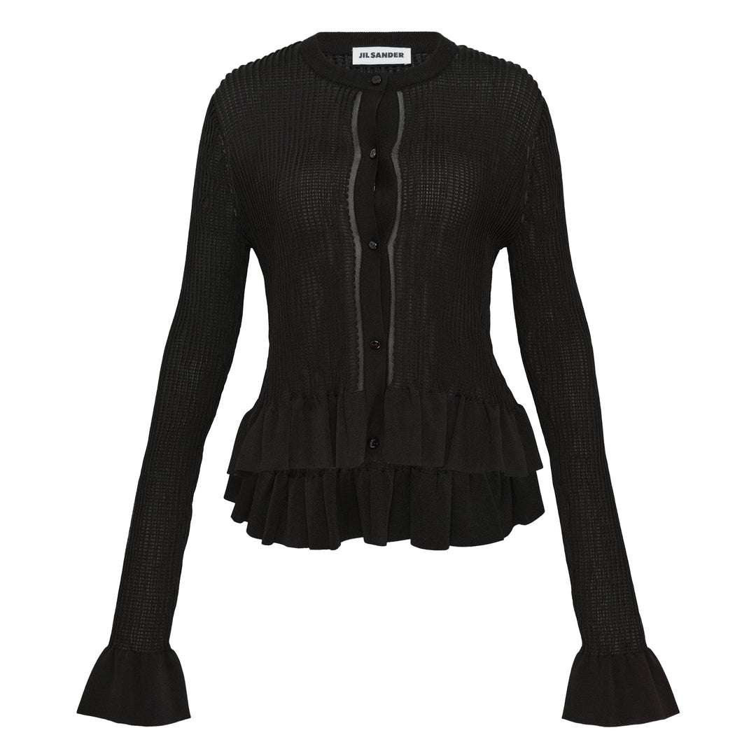 Cardigan With Frill At Bottom