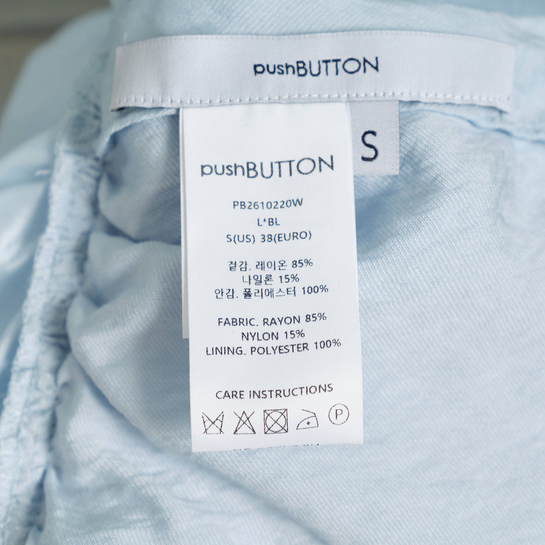 Light Blue Asymmetric Puffed Sleeve Top