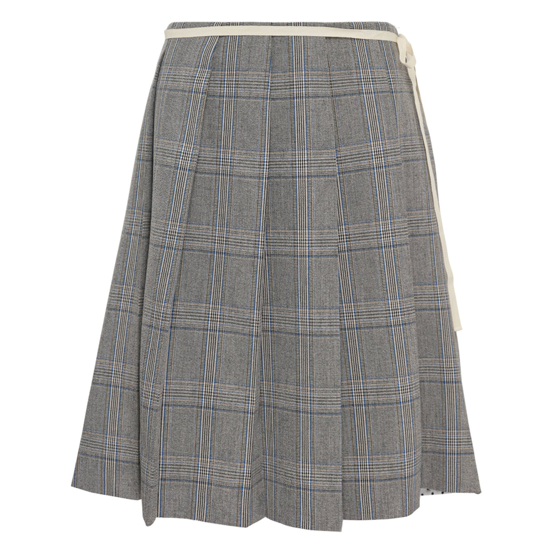 Gray Check Wrap Skirt