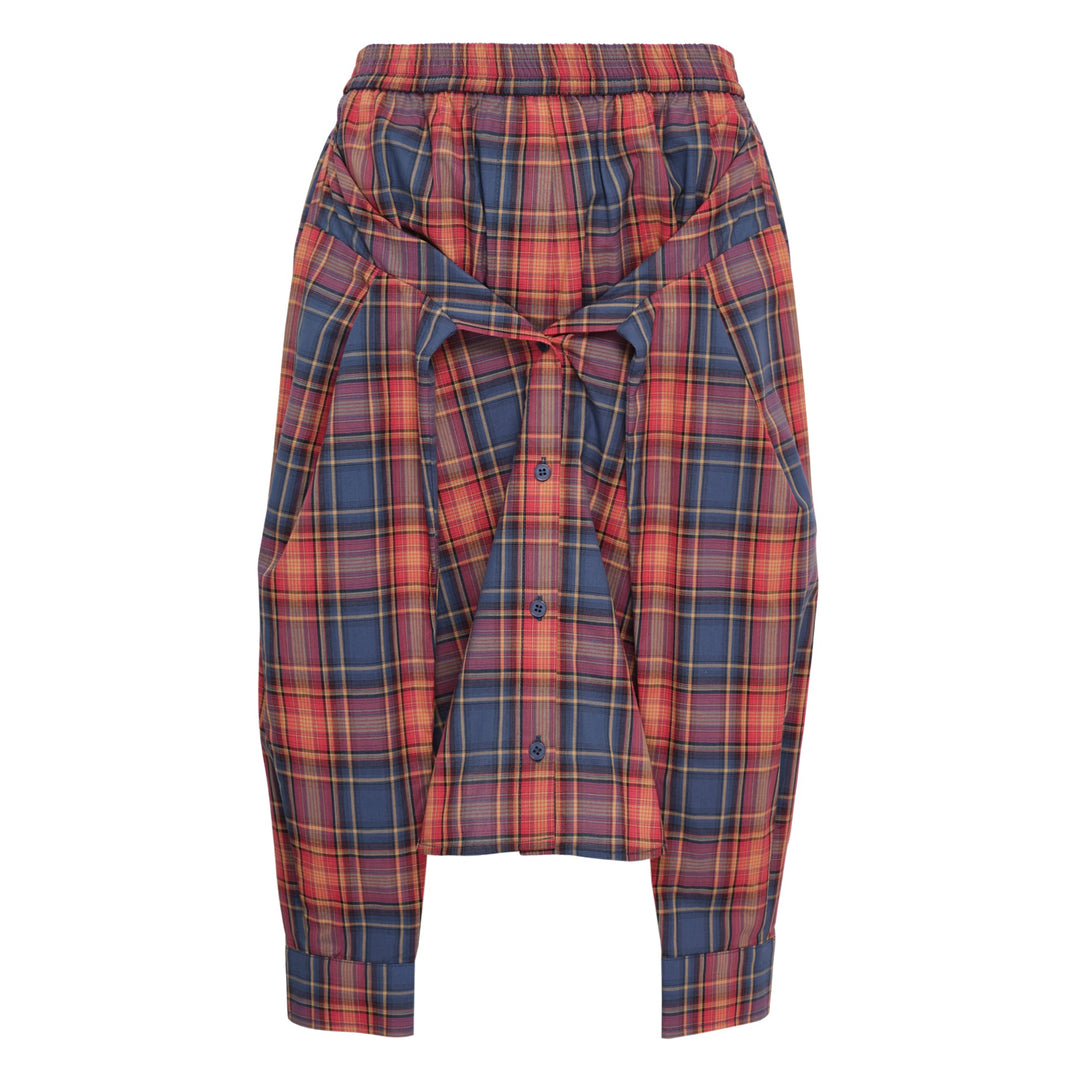 Red Check Shirt-Wrapped Skirt