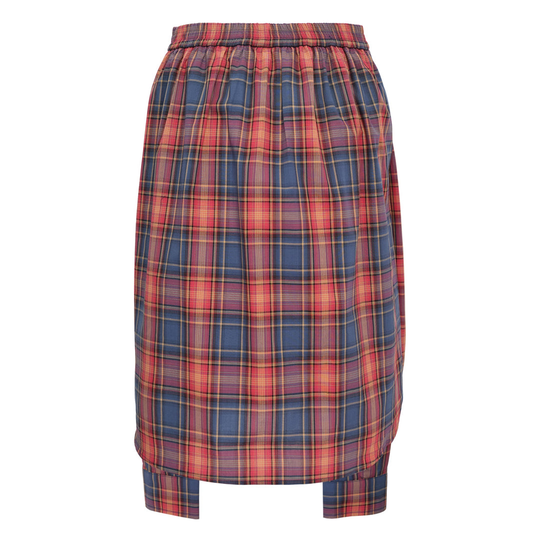Red Check Shirt-Wrapped Skirt