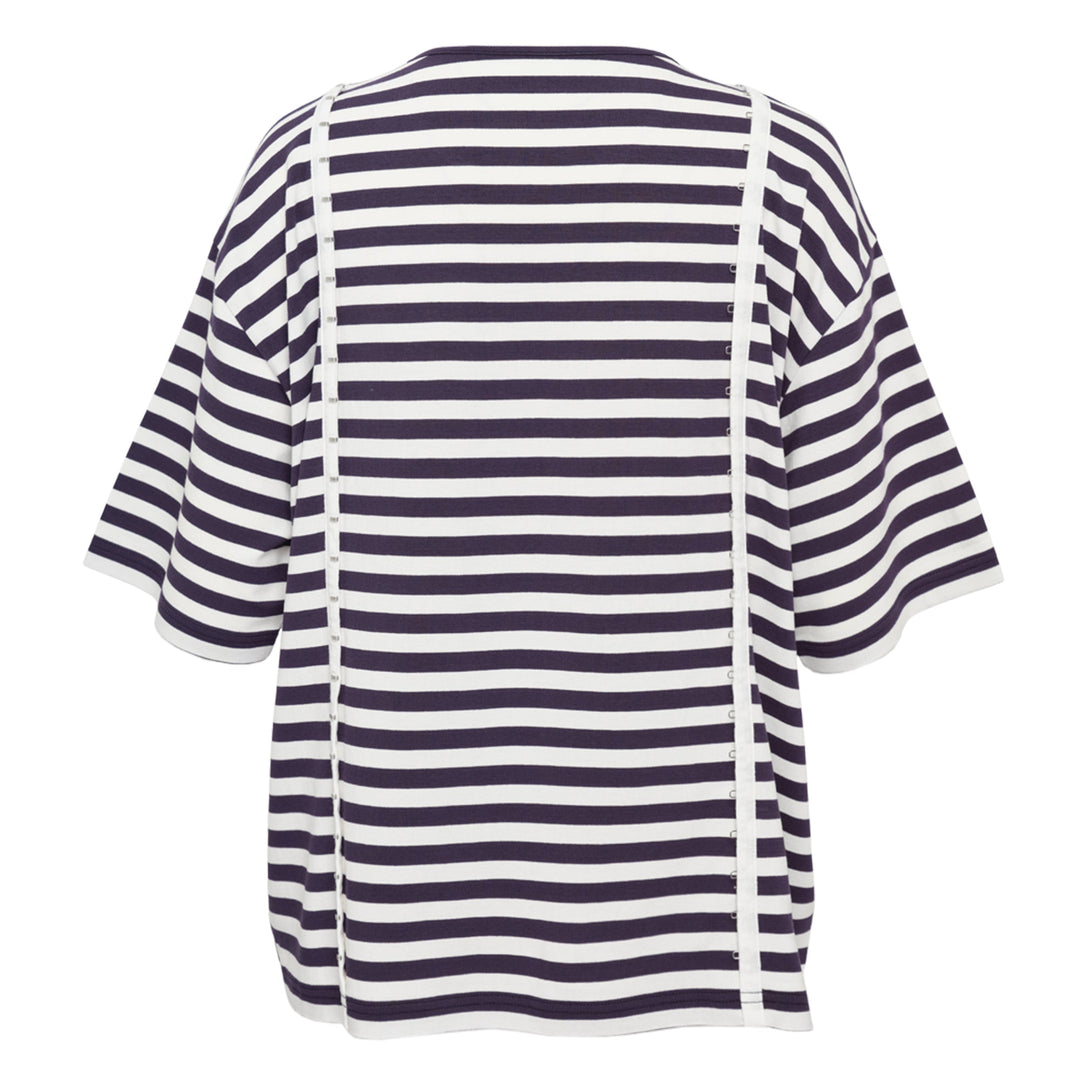 Navy Stripe Hook-And-Eye Top