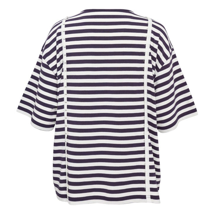 Navy Stripe Hook-And-Eye Top