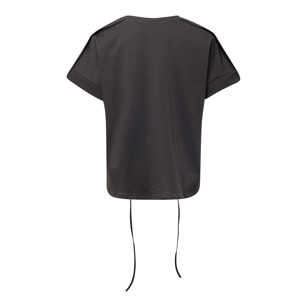 Gray Ponte Drawstring Detail T-Shirt
