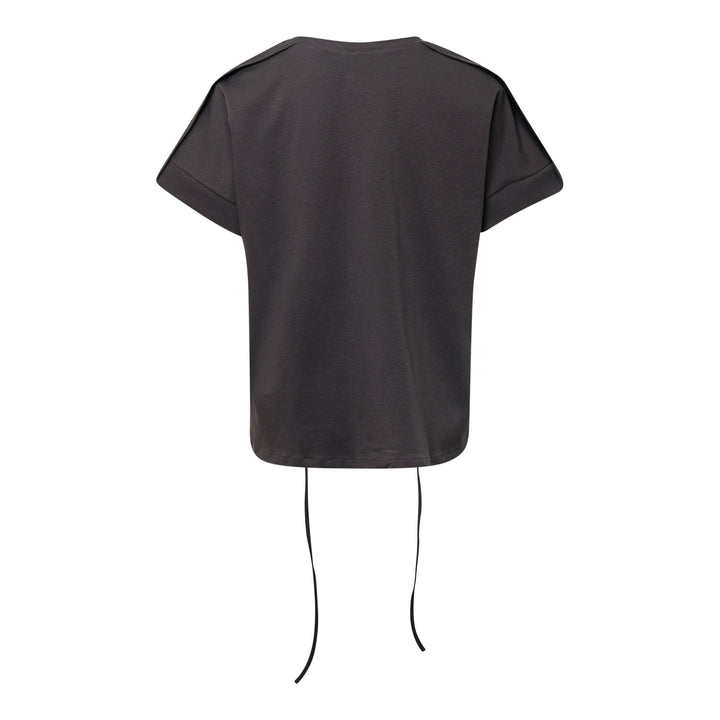 Gray Ponte Drawstring Detail T-Shirt
