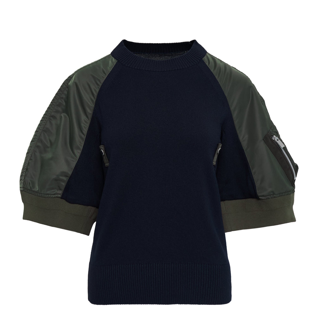 Nylon Twill x Knit Pullover