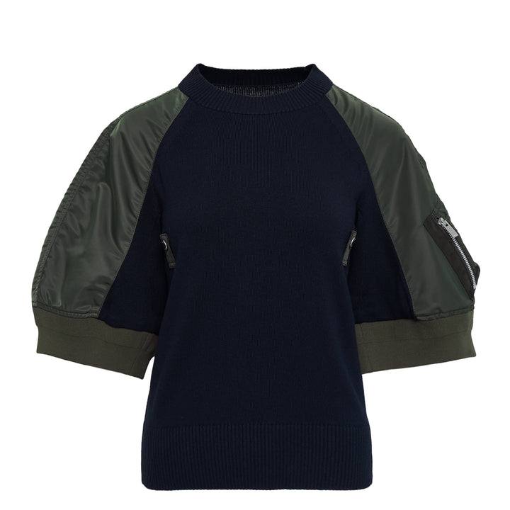 Nylon Twill x Knit Pullover