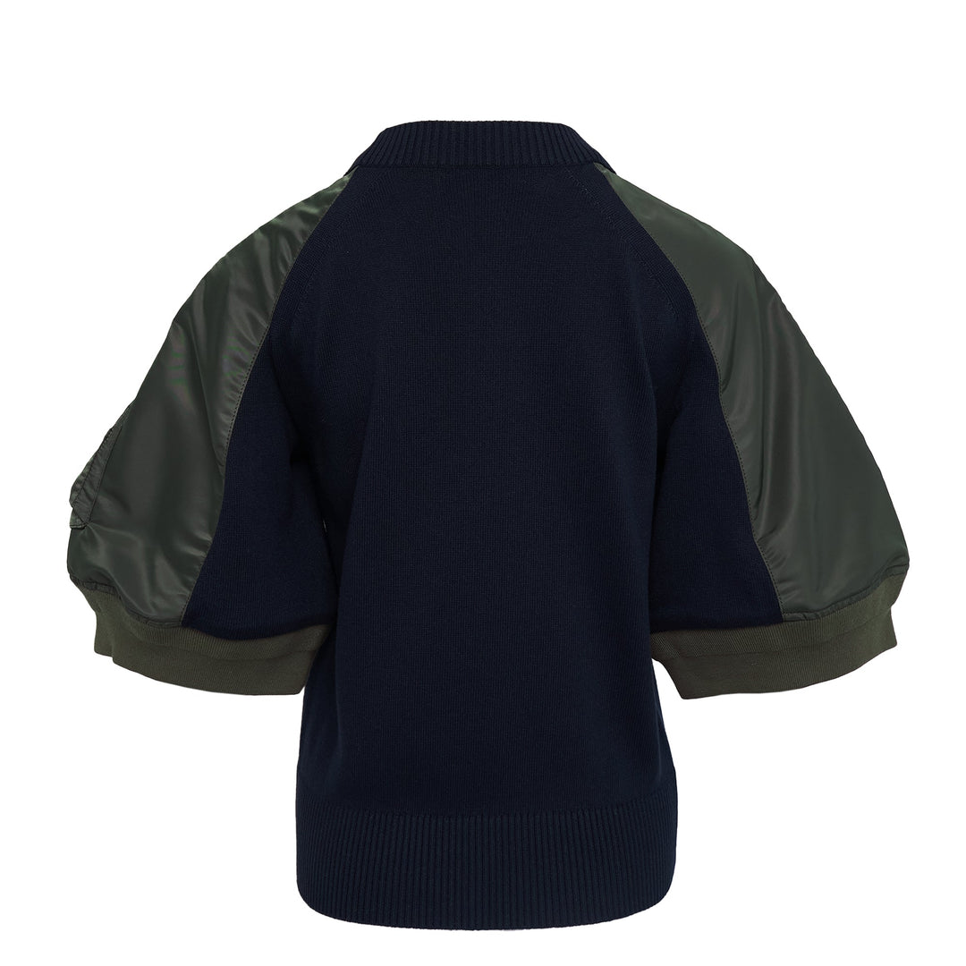 Nylon Twill x Knit Pullover