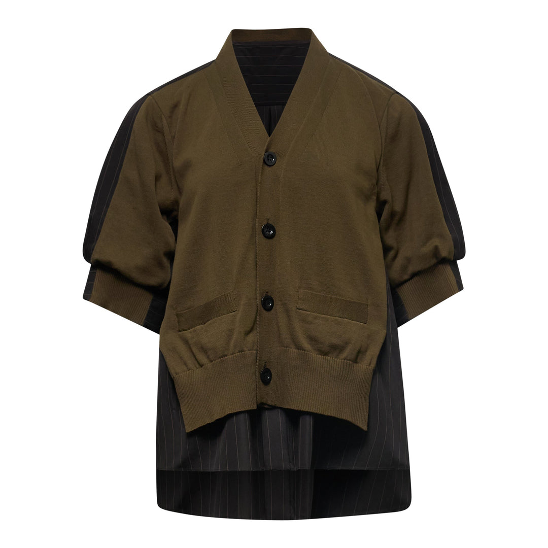 Chalk Stripe x Cotton Knit Cardigan