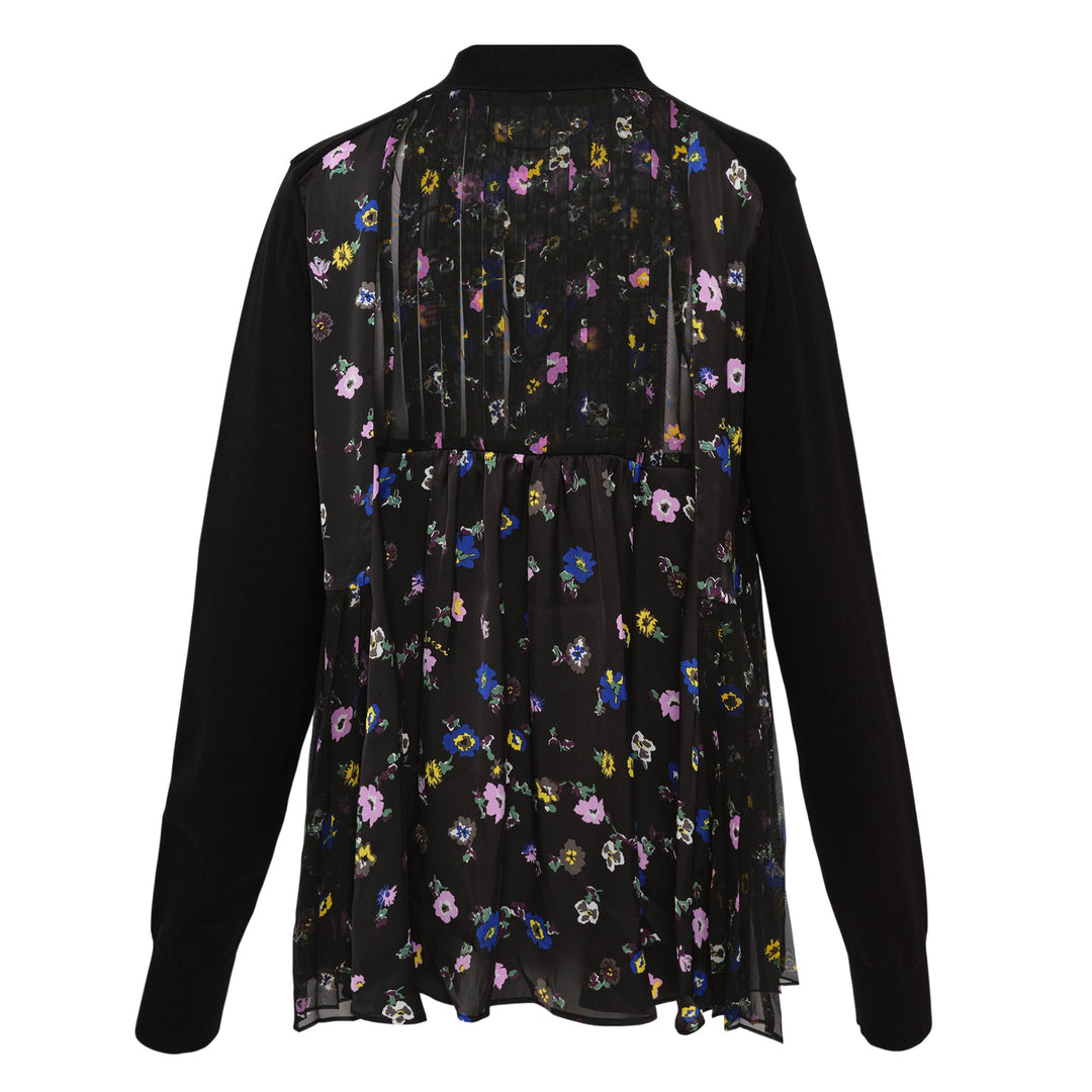 Floral Print x Cotton Knit Cardigan