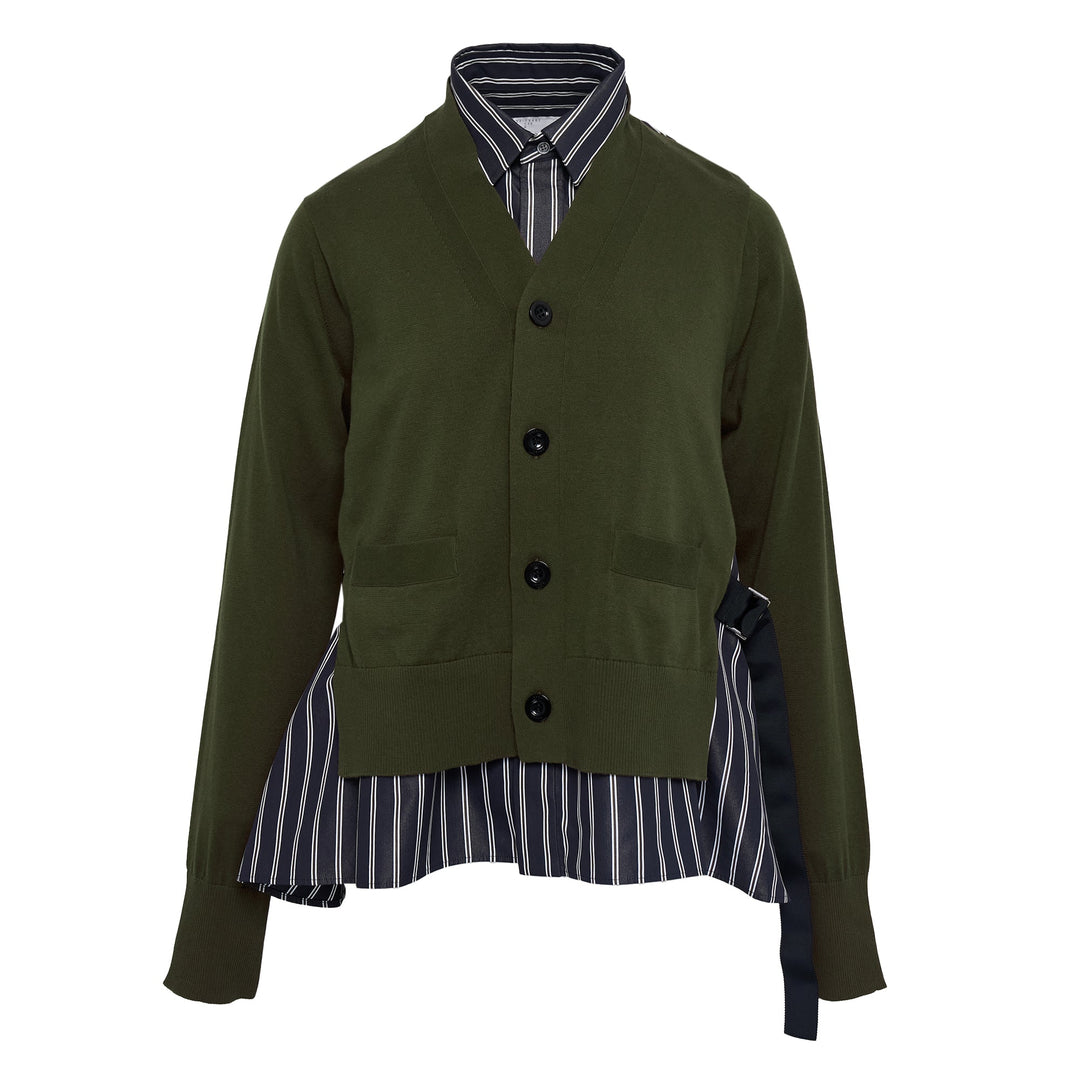 Poplin x Cotton Knit Cardigan