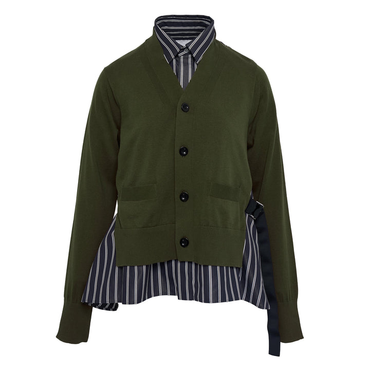 Poplin x Cotton Knit Cardigan