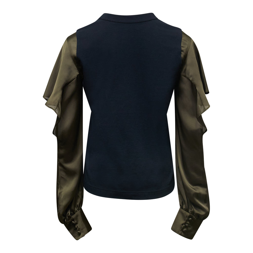 sacai Satin x Cotton Jersey T-Shirt - view 2