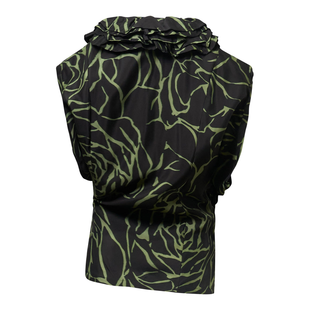 Sleeveless Wrap Blouse With Ruffle