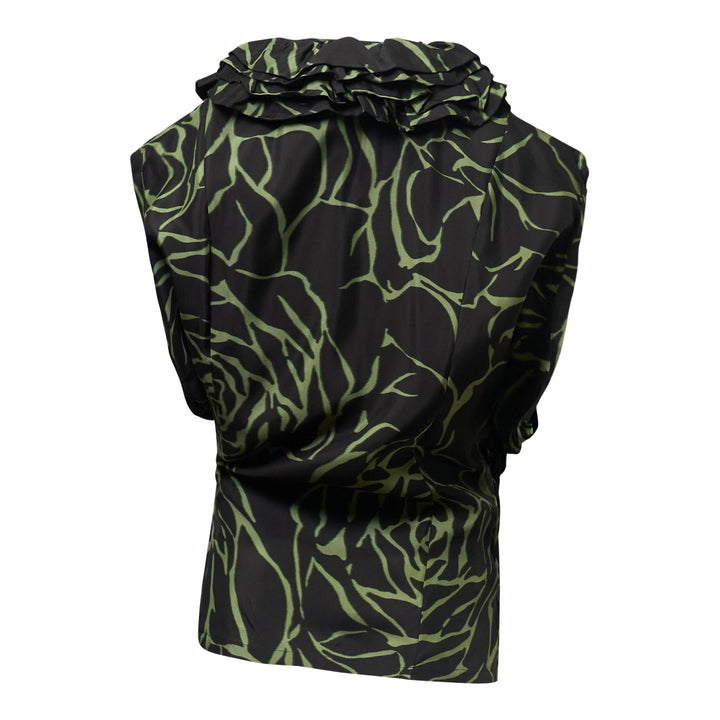 Sleeveless Wrap Blouse With Ruffle