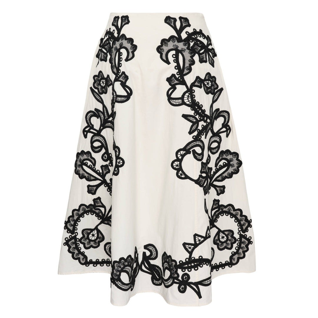 Ruby A-Line Embroidered Midi Skirt
