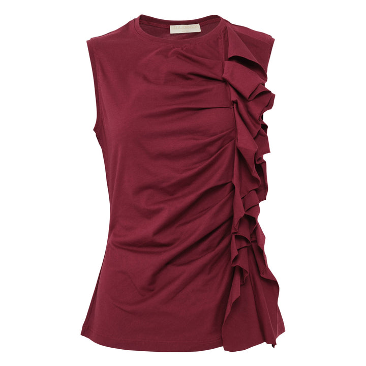 Clio Sleeveless Ruched Ruffle Top