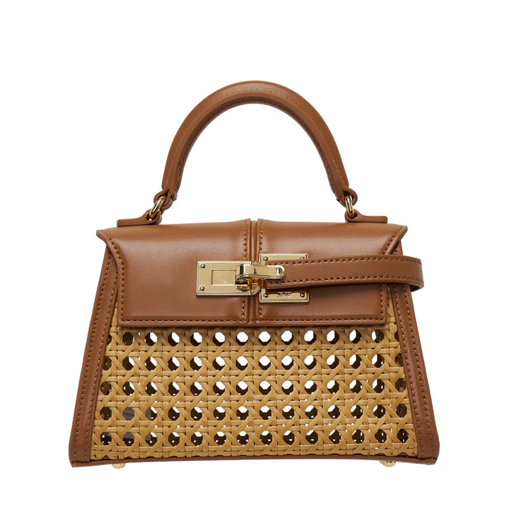 Elise Faux Bamboo Woven Top Handle Bag
