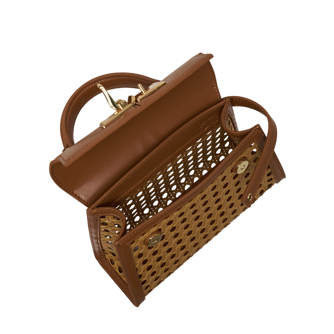 Elise Faux Bamboo Woven Top Handle Bag