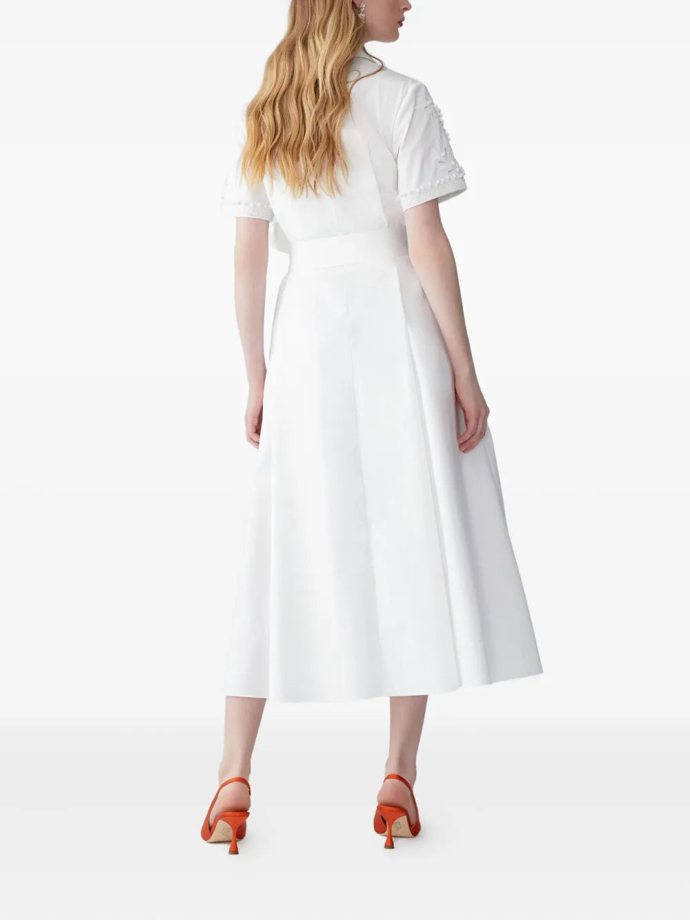 Embroidered Short Sleeve Shirt Dress