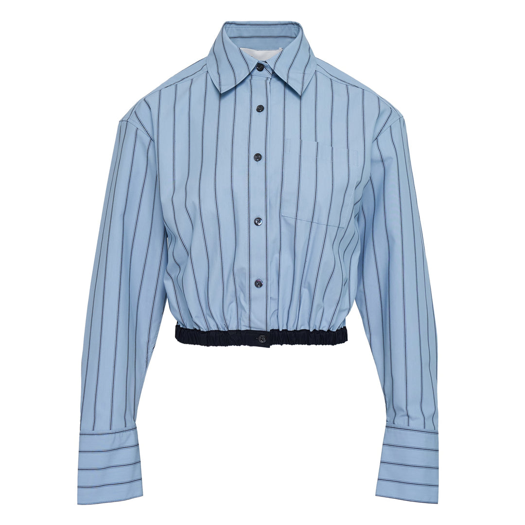 Long Sleeve Cropped Shirt Bungee Waist