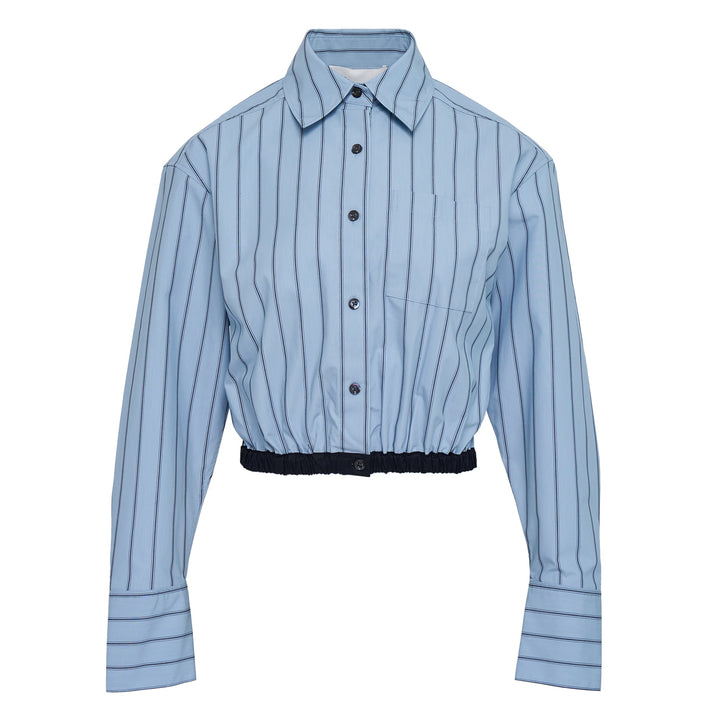Long Sleeve Cropped Shirt Bungee Waist