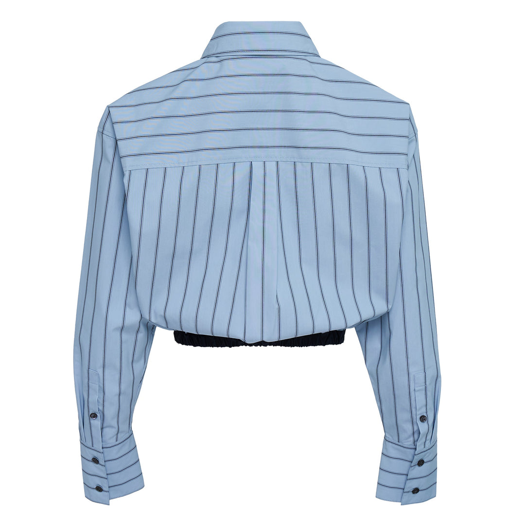 Long Sleeve Cropped Shirt Bungee Waist