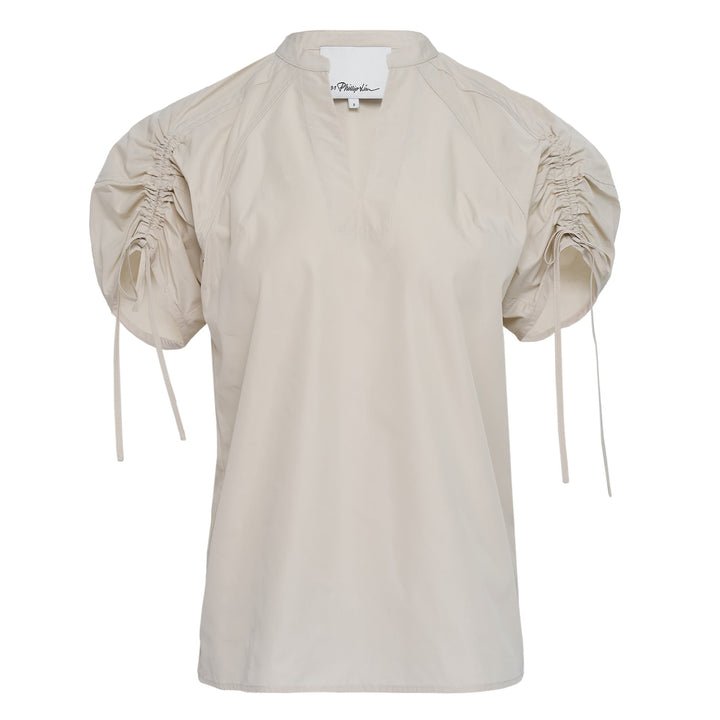 Ruched Sleeve V-Neck Top