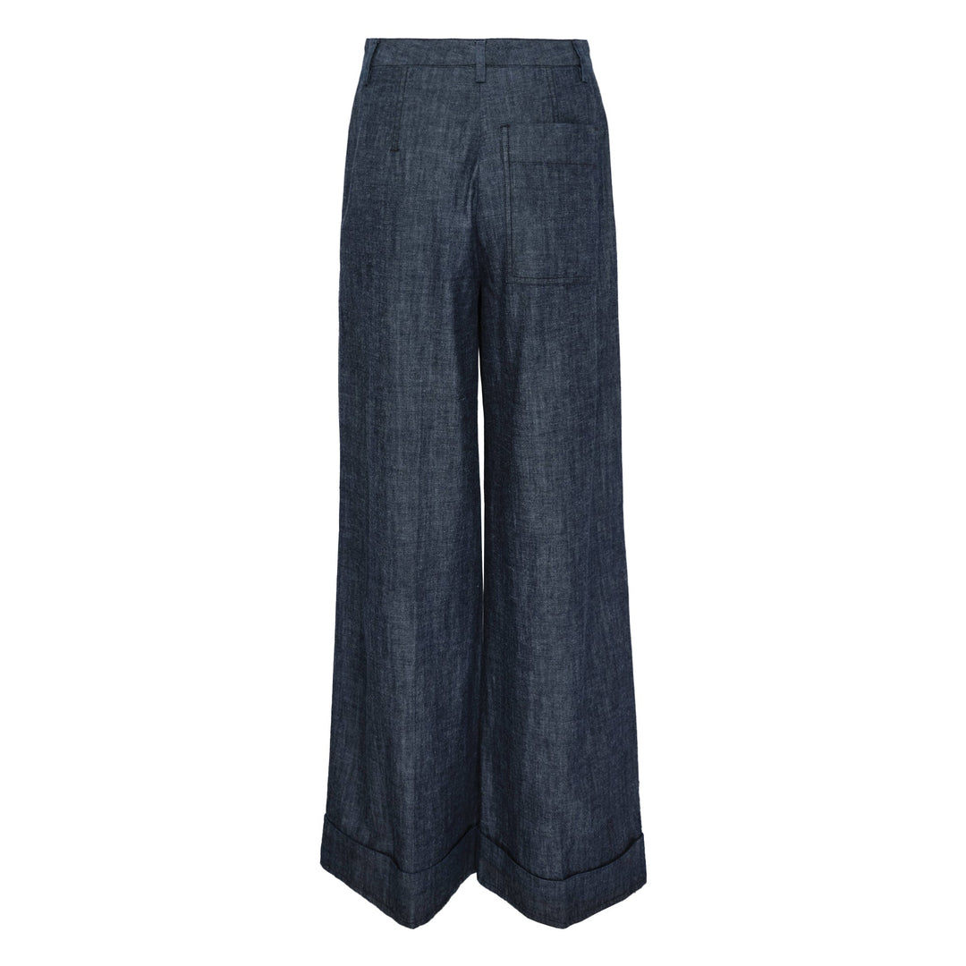 Denim Shirting Wide Leg Pants