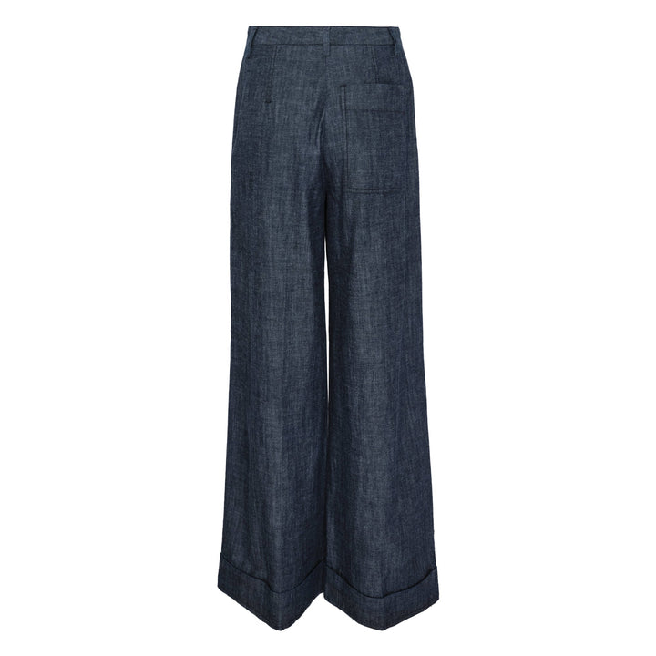 Denim Shirting Wide Leg Pants