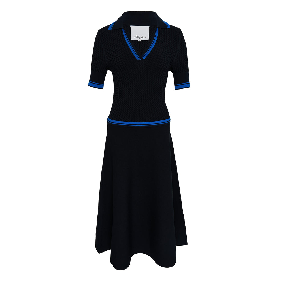 Textured Rib Polo Midi Dress