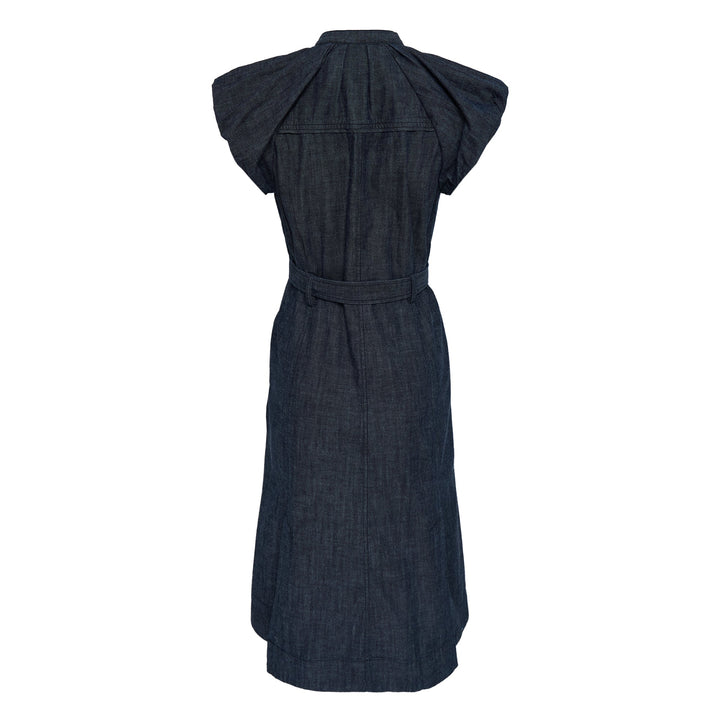 Denim Shirting Puff Sleeve Dress
