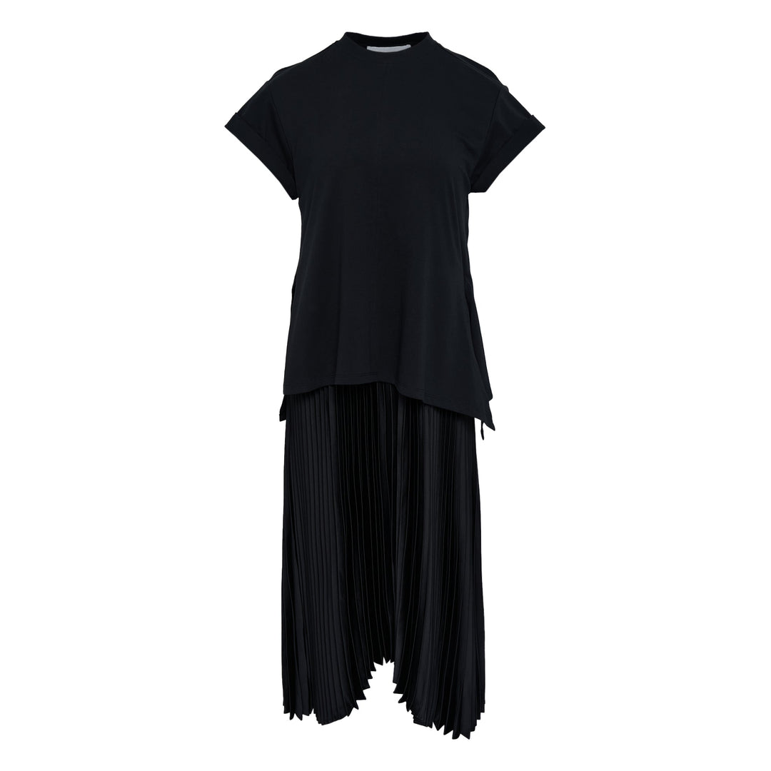 Short Sleeve T-Shirt Combo Dress With Pleated