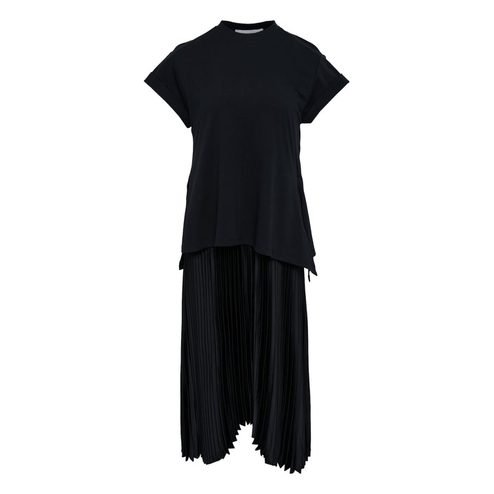Short Sleeve T-Shirt Combo Dress With Pleated