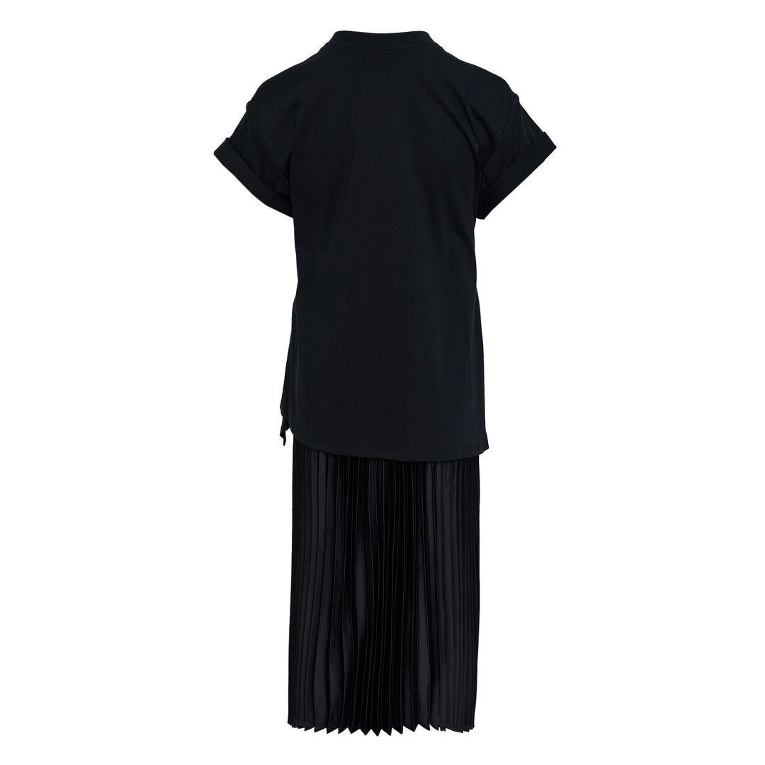 Short Sleeve T-Shirt Combo Dress With Pleated