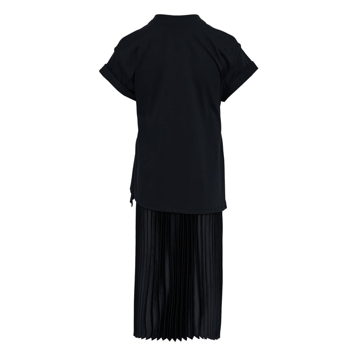 Short Sleeve T-Shirt Combo Dress With Pleated