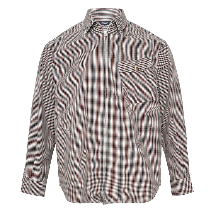 Cotton Blend Zip-Up Stripe Shirt