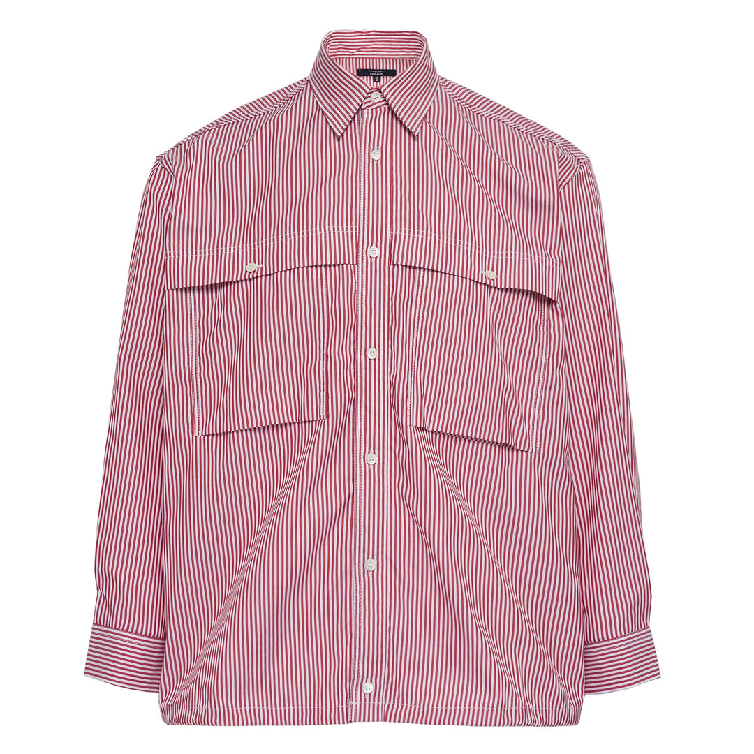 Red Stripe Long Sleeve Button-Up Shirt