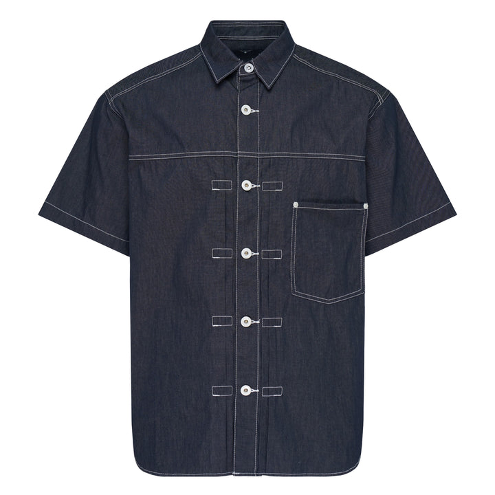 Light Denim Contrast-Stitching Shirt