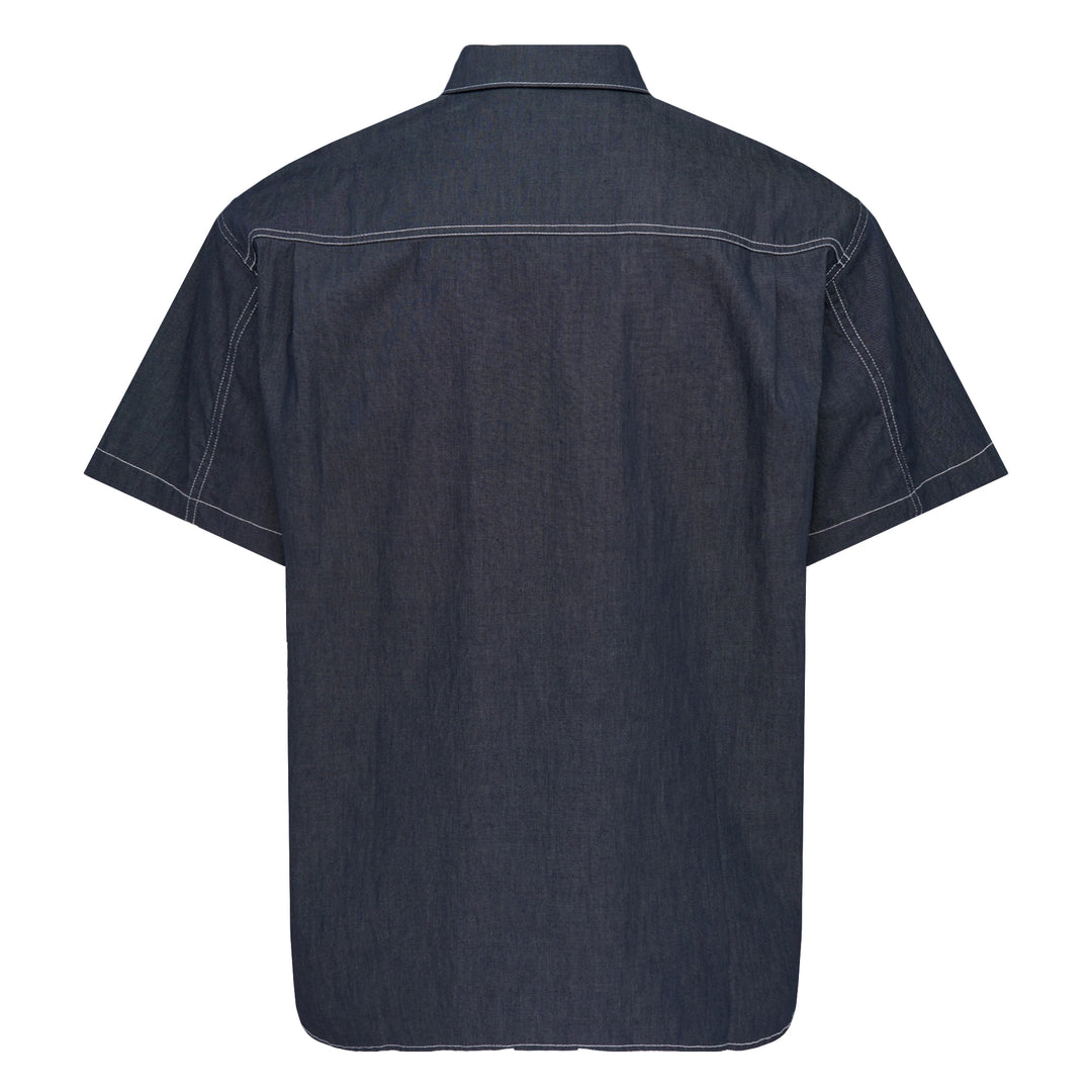 Light Denim Contrast-Stitching Shirt
