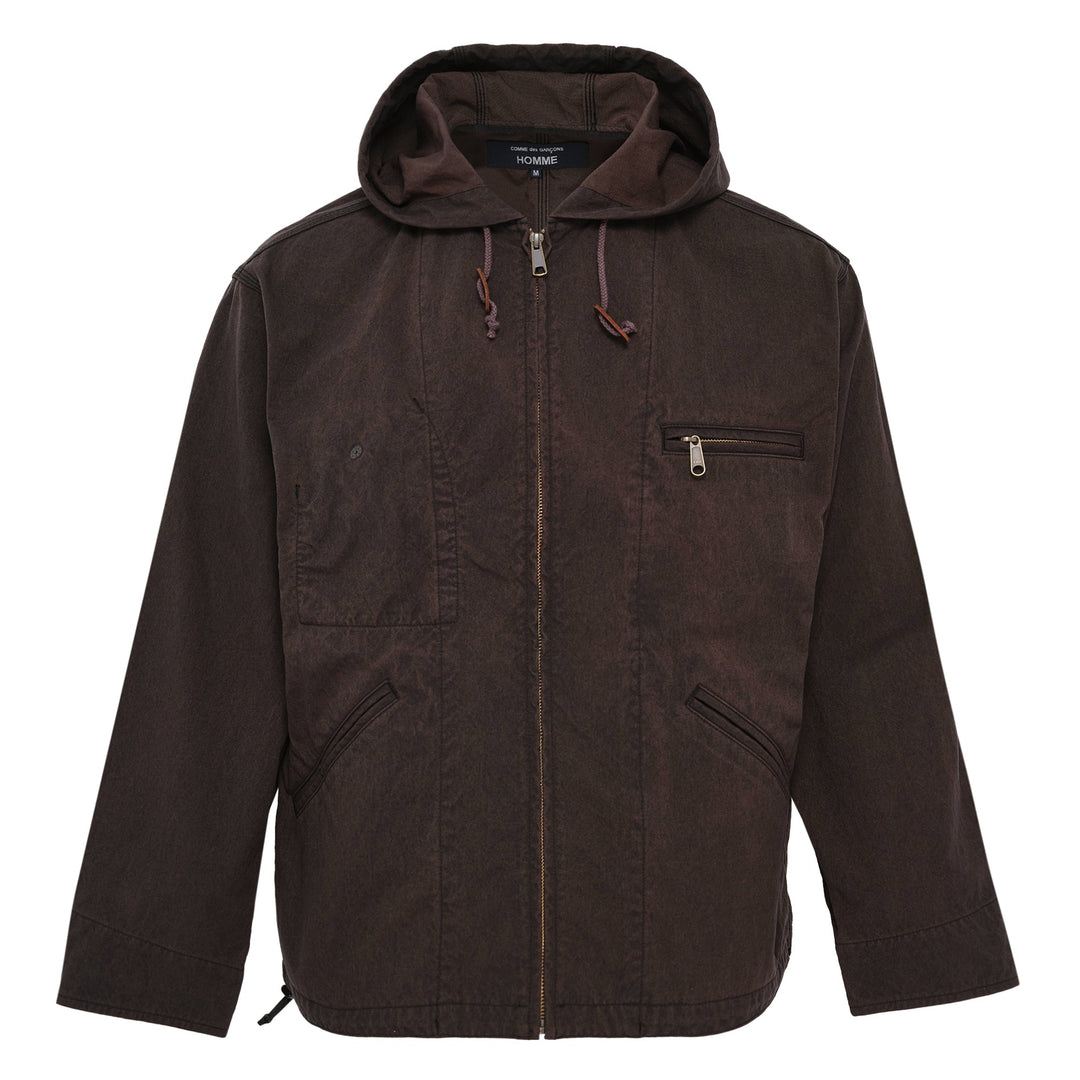 Nylon Zip-Up Drawstring Hood