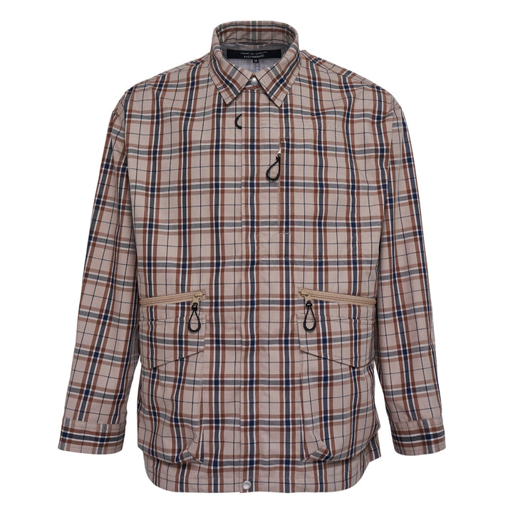 Cotton Blend Collar Plaid Shirt