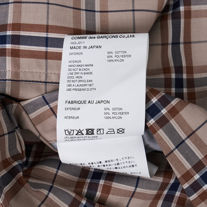 Cotton Blend Collar Plaid Shirt