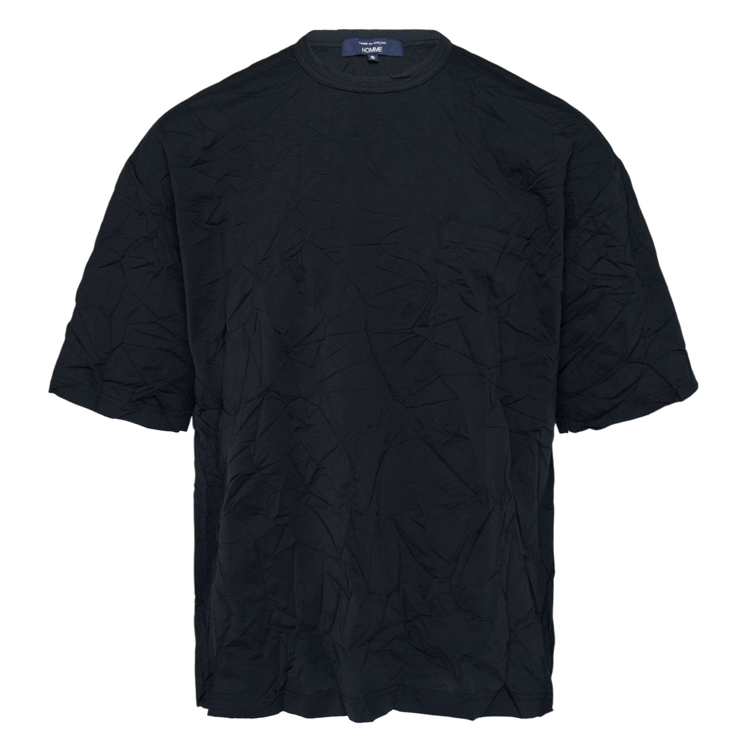 Black Cotton Blend Crinkled T-Shirt