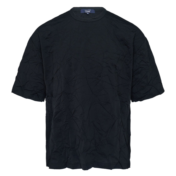 Black Cotton Blend Crinkled T-Shirt
