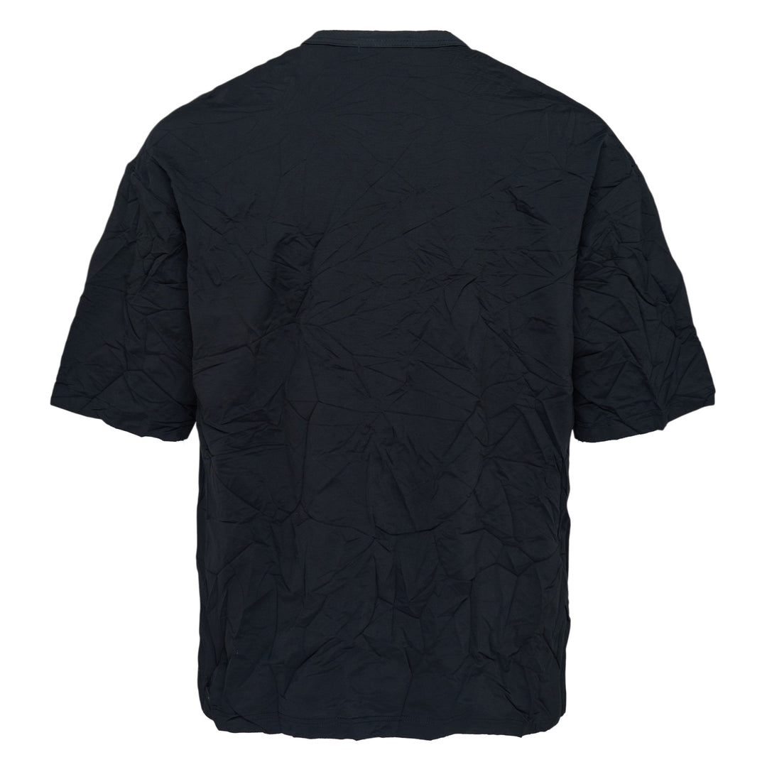 Black Cotton Blend Crinkled T-Shirt