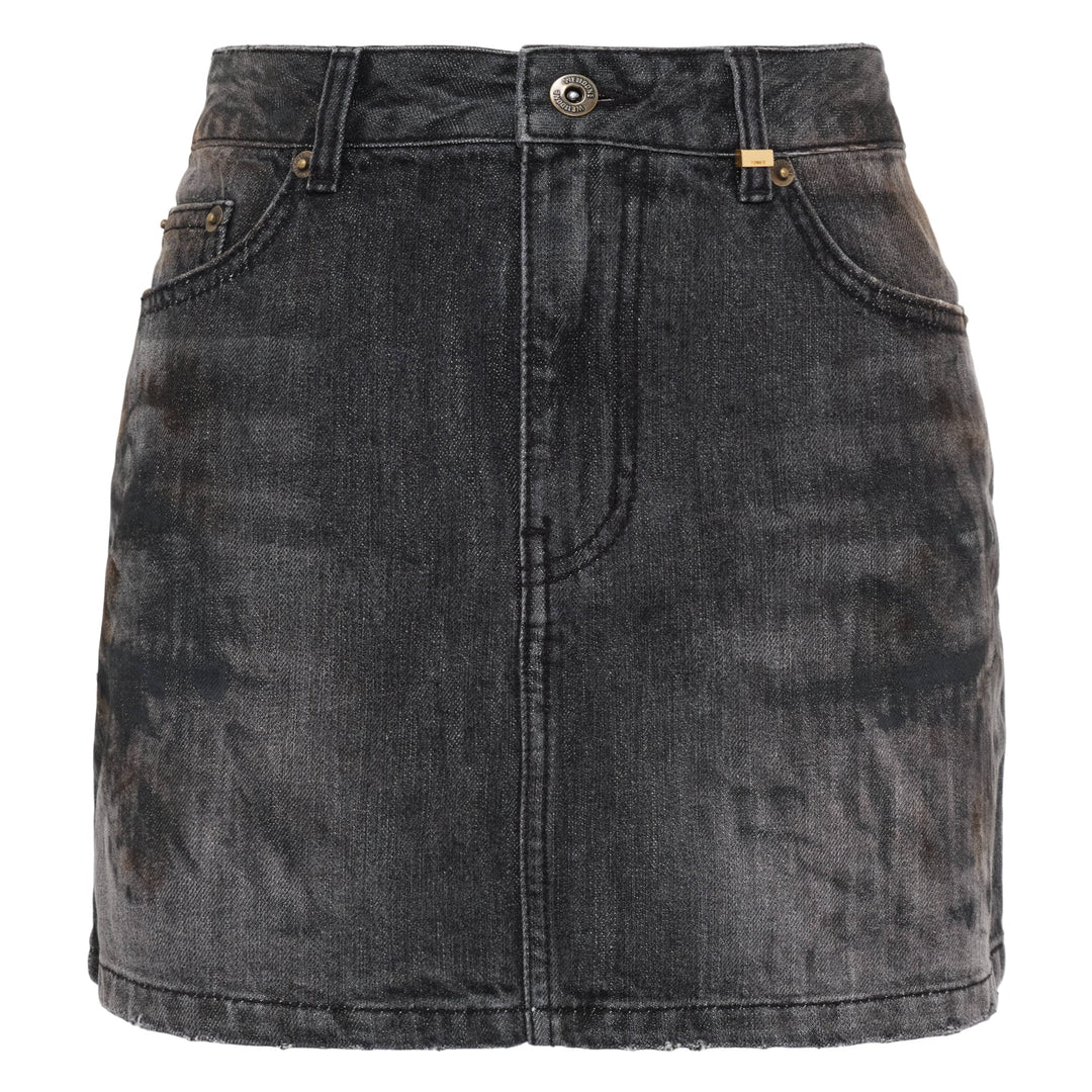 Black Womens Washed Denim Mini