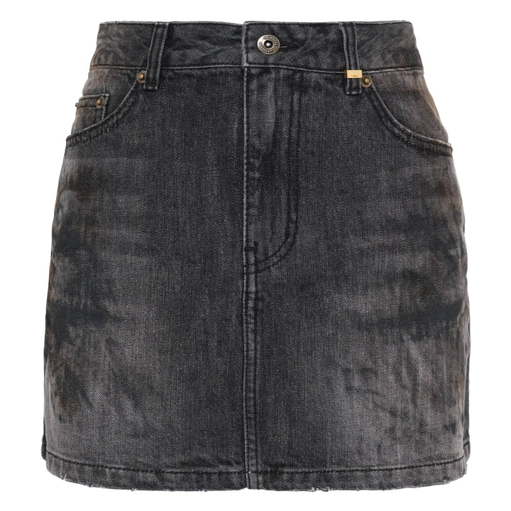 Black Womens Washed Denim Mini