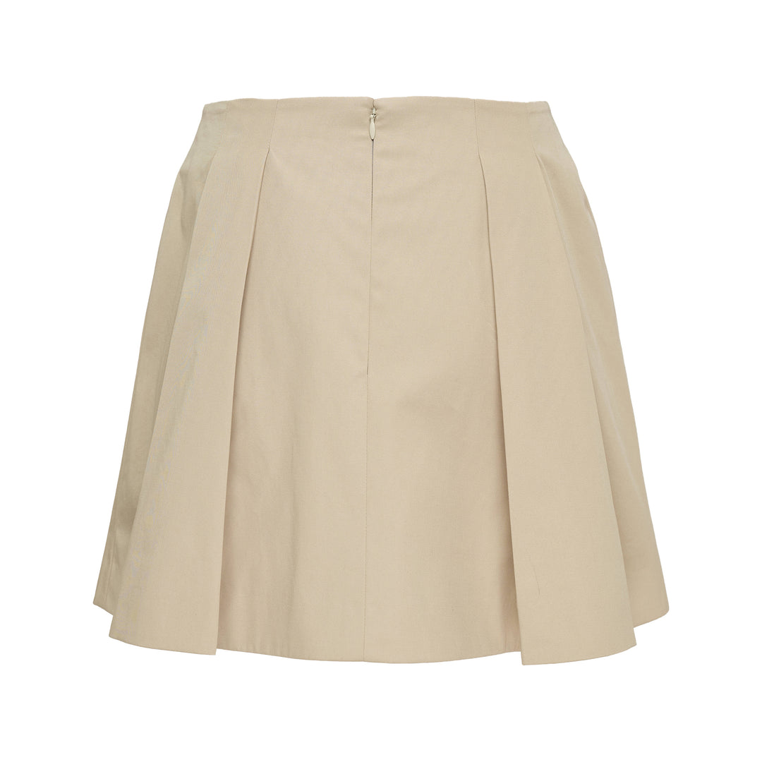 Gold Detail Gabardine Flare Skirt