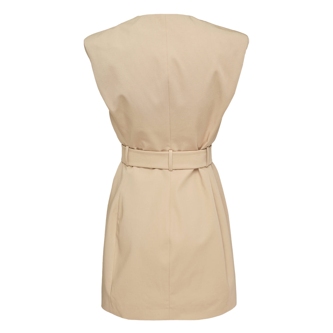 Belted Gabardine Short Dress